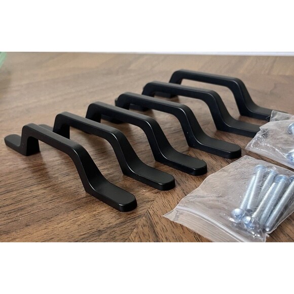 Lot of 6 New Matte Black 5" Drawer Pulls 3" Center to Center Modern Farmhouse - Picture 1 of 9
